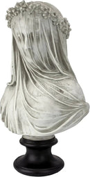 Design Toscano Veiled Maiden Indoor Bust Statue, 9 Inch Wide, 14 Inch Tall, Cast Stone Resin, Antiqued White Finish with a Black Painted Base by GreenHaven Gardens