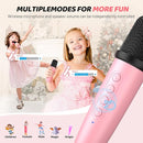 SUDOTACK Mini Karaoke Machine for Kids, Portable Bluetooth Karaoke Speaker with 2 Wilreless Microphones with LED Lights, Christmas Kids Toys Gifts for Girls 4, 5, 6, 7, 8, 9, 10 +Year Old-Pink(KM100) by TinyTreasures Baby Boutique