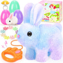Plush Bunny Easter Toys for Kids,Interactive Bunny with Sounds,Can Walk and Wag Tail with Remote Control Leash,Easter Eggs with Surprise,Easter Birthday Gift for Toddlers by TinyTreasures Baby Boutique