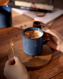 famiware Coffee Mug Set for 4, Star 12 oz Catering Mugs Cup Set with Handle for Coffee, Tea, Cocoa, Milk - Ceramic Stoneware Drinkware Set, Nebulas Blue by CozyNest Decor