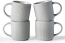 famiware Coffee Mug Set for 4, Star 12 oz Catering Mugs Cup Set with Handle for Coffee, Tea, Cocoa, Milk - Ceramic Stoneware Drinkware Set, Matte Grey by CozyNest Decor