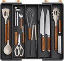Lifewit Utensil Organizer for Kitchen Drawers, Expandable Cooking Utensil Tray, Adjustable Cutlery Silverware Flatware Holder, Plastic Kitchen Spatula Tools and Gadgets Storage Divider, Large, Black by CozyNest Decor