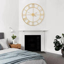 LEIKE Large Modern Wall Clocks,32" Gold Metal,Rustic,Round,Nearly Silent,Little Ticking,Battery Operated Roman Numerals Clock for Living Room/Bedroom/Kitchen Wall Decor-(Gold, 80cm) by CozyNest Decor