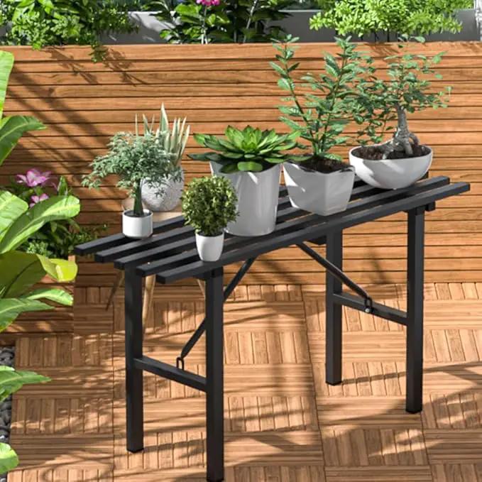 Premium Aluminum Plant Stand - Home Decor & Outdoor Garden Solution with 300 LBS Capacity, L37.8 x W11.4 x H19.7 inch, photo 9 of 9