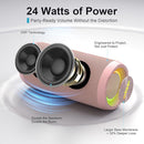 Ortizan Wireless Portable Bluetooth Speaker, IPX7 Waterproof, Dustproof and Rustproof, Powerful 24W Sound, Enhanced Bass, 30 Hour Battery, 360° Party Light, and Stereo Pairing (BT 5.3), Gifts - Pink by TinyTreasures Baby Boutique
