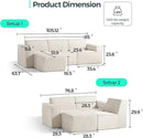 LINSY HOME Modular Sectional Sofa, 105" Boneless Couch L Shaped 3-Seat Sofa with Movable Ottoman, Corduroy Sectional Cloud Couches for Living Room, No Assembly Required, Beige by CozyNest Decor