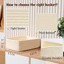 Large Shallow Organizing Baskets 15x11x5.1 Inches - Rope Woven Storage Bins for Bathroom, Shelves, Cube Closet, Beige 2 Packs by CozyNest Decor