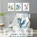 Personalized Baby Crib Bedding Set for Baby Boys Girls, Blue Dinosaur Design Custom Name Baby Crib Sets 5-Pcs, Toddler Double Layer Blanket Fitted Sheets Changing Pad Cover Rug Wall Art Set by TinyTreasures Baby Boutique