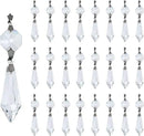 HDCRYSTALGIFTS 20Pcs 38mm Replacement Clear Chandelier Icicle Crystal Prisms Octogan Crystal Bead for Lamp Decor,Silver Bow Tie Connectors by GreenHaven Gardens