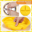 Nuogo 2 Pcs Stainless Steel Baby Suction Plates with Removable Silicone Shell 2-in-1 Metal Toddler Bowl Divided for Picky Eaters Kids Feeding Led Weaning Supplies, Dishwasher Safe (Yellow,Orange) by TinyTreasures Baby Boutique