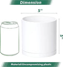 D'vine Dev 4 Pack 5 Inch Modern Plastic Plant Pots, Small Garden Planters for Plant with Drainage Holes and Saucers, White Color, 74-Z-G-2 by GreenHaven Gardens