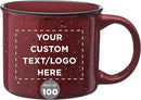 DISCOUNT PROMOS Custom Ceramic Campfire Coffee Mugs 13 oz. Set of 100, Personalized Bulk Pack - Perfect for Tea, Espresso, Cappuccino, Hot Cocoa - Maroon by TinyTreasures Baby Boutique