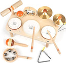 Kids Drum Set - Montessori Toys for 2 Year Old Boy Girl Birthday Gifts, 11 in 1 Wooden Musical Instruments for Toddlers 2-3, Musical Activity Table Preschool Learning Toys for Baby 18+ Months by TinyTreasures Baby Boutique
