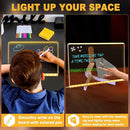 LED Acrylic Message Board, Light Up Acrylic Dry Erase Board 11.8x7.9” with Stand, LED Note Board with Colors for Kids, Glow Memo Message Writing Board with Light, Drawing Stencils Set Included by TinyTreasures Baby Boutique