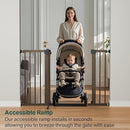 Cumbor 29.7-48" Baby Gate for Stairs, Mom's Choice Awards Winner-Dog Gate for Doorways, Auto Close Safety Pet Gate for Dogs Indoor, Easy Install Pressure Mounted Child Gate with Walk Thru Door, Brown by TinyTreasures Baby Boutique