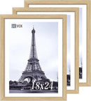 VCK 18x24 Oak Wood Frame for Poster & Picture, Natural Solid Wood Photo Frames 3 Pack, Wall Mounting Hanging by CozyNest Decor
