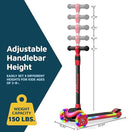 3-Wheel Kids Scooter with Multi-Color Lights on Deck & Wheels – 5-Height Adjustable Handlebar, Wide Anti-Slip Deck, Child Safety Certified, Boys & Girls Ages 3+ Supports Up to 150 lbs by TinyTreasures Baby Boutique