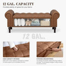 51" Storage Ottoman Bench for Bedroom, Full Queen Storage Bench with Button, Upholstered Bedroom Bench with Rolled Arms for Living Room, Storage Room, Entryway, Brown by CozyNest Decor