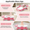 Collapsible Baby Bathtub for Newborn, Foldable Baby Bath Tub with Thermometer & Soft Floating Cushion & Drain Hole, Portable Travel Infant Bath Tubs for Newborns to Toddler 0-36 Months Girl, Pink by TinyTreasures Baby Boutique