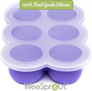 WeeSprout Silicone Freezer Tray with Clip on Lid Perfect Food Storage Container for Homemade Baby Food, Vegetable, Fruit Purees, and Breast Milk (Bright Purple, Six 3 Ounce Sections) by TinyTreasures Baby Boutique