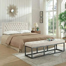 24KF Upholstered Tufted Button Linen Fabric Headboard,Comfortable Fashional Headboard Queen/Full Size,Ivory by CozyNest Decor