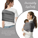 Baby Wrap Carrier, Lightweight Baby Wearing Wraps for Newborn and Infant, Soft Swaddle Holder Carrier, Cozy Baby Sling 7-35 lbs Grey by TinyTreasures Baby Boutique