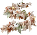 Lvydec Fall Maple Leaves Garland Decoration - 5.8ft Artificial Fall Foliage Garland with White Pumpkins Autumn Decor for Halloween Thanksgiving Home Table Decor (White) by CozyNest Decor