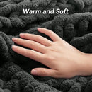 Chunky Knit Throw Blanket, 40''*50'' Knitted Throw Chenille Yarn for Bed Couch, Handmade Dark Grey Crochet Big Thick Blanket, Machine Washable Cute Comfy Blanket for Home Decor by CozyNest Decor