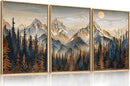 Wood Mountain Framed Canvas Wall Art Set, Pine Trees Wall Painting, Ridge Scenery Wall Decor, Natural Sun Landscape Art Print for Living Room, Bedroom, Dining Room, Office - 16"x24"x3 by CozyNest Decor