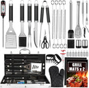 BBQ Grill Accessories Set, 38Pcs Stainless Steel Grill Tools Grilling Accessories with Aluminum Case, Thermometer, Grill Mats for Camping/Backyard Barbecue, Grill Utensils Set for Men Women by GreenHaven Gardens