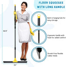 Floor Squeegee for Concrete and Tile Cleaning, 24'' Rubber Wiper Broom, Large Heavy Duty Water Scraper with 60'' Long Handle for Garage, Deck, Bathroom, Shower Glass, Window by GreenHaven Gardens