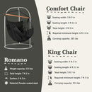 LA SIESTA - XL King Habana Cotton Hammock & Romano Steel Stand - Indoor Outdoor Hanging Chair Swing for Bedroom Porch Balcony - Boho Hanging Chair - Onyx by GreenHaven Gardens