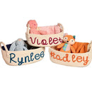 Personalized Baby Name Basket, Custom Woven Baby Shower Gift Basket with Cotton Rope Handle Baby Diaper Nursery Shelf Storage Basket Bin for Kids' Bedroom (Style 3) by TinyTreasures Baby Boutique
