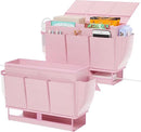 Bedside Caddy, Bed Organizer with 11 Pockets and Power Strip Holder, Versatile Bedside Storage Caddy for Home,Dorm,Bunk,Hospital,Crib Bed (2 Pack Pink) by CozyNest Decor
