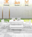 HDPE Outdoor Bench, 55" Patio Bench Outdoor Furniture, Poly Lumber Adirondack Benches, All Weather HDPE Patio Backless Benches for Park, Poolside, Garden, Porch, Pearl by CozyNest Decor