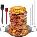 Al Pastor Skewer for Grill, Stainless Steel Vertical Skewer, Brazilian Vertical Spit with 3 Spikes(8”/10"/12”)& Brushes, for Tacos Al Pastor, Shawarma Kebabs Smoker Oven BBQ Dishes by GreenHaven Gardens