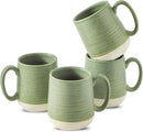 Hasense Porcelain Coffee Mugs Set of 4, 15 Oz Large Coffee Cups, Latte Cup with Handle, Tea Mugs for Men and Women, Modern Coffee Mug for Cappuccino, Milk, Cocoa, Microwave & Dishwasher Safe, Green by CozyNest Decor