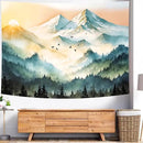 Delur Mountain Tapestry Boho Misty Sunset Forest Tree Tapestry Wall Hanging Sunrise Nature Landscape Psychedelic Headboard for Bedroom Living Room Home Decor (59.1" x 78.7") by CozyNest Decor