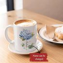Custom Hydrangea Blossom Design Mug, Personalized Name Blue Flower Coffee Cup, Customized Flower Ceramic Mug For Floral Lover, Hydrangea Decorative Cup 11oz Or 15oz, Gift For Birthday by CozyNest Decor