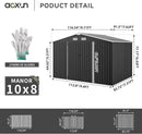 Aoxun 9.4x7.3x6.5 FT Outdoor Storage Shed with Base Outdoor Metal Shed for Tool, Garden, Bike, Placed in Patio, Garden Base Included (Black) by GreenHaven Gardens