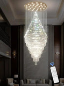 Flashing God D59''X H120'' Large Chandelier for High Ceiling, Modern Crystal Chandeliers Lighting Fixture Raindrop Chandelier for Entryway Staircase Foyer Living Room by CozyNest Decor