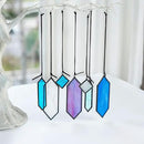 HDCRYSTALGIFTS Stained Glass Window Hanging Suncatchers - 7 Pieces Handcrafted Element Earth Tones Set,Modern Blue Wall Art Sun Catchers Indoor Window Glass Decor Gifts for Mom,Grandma by GreenHaven Gardens