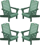 Adirondack Chairs Set of 4, Outdoor Fire Pit Chairs, HDPE All-Weather Adirondack Chairs with Cup Holder, Lawn Chair for Deck, Patio, Garden (Green) by GreenHaven Gardens