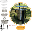 18-Inch Portable Campfire Pit & Grill - Stainless Steel Fire Pit with Raised Edge Grilling Rack by GreenHaven Gardens