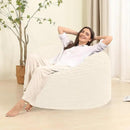 Memory Foam Bean Bag Chair for Adults/Teens, Bean Bag Sofa with Fluffy Removable Cover, for Living Room Bedroom, 3FT White by CozyNest Decor