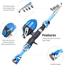 LEOFISHING 2 Set Kids Fishing Pole Set with Full Starter Kits Portable Telescopic Fishing Rod and Reel Cambos with All The Necessary Fishing Kits for Boys Girls and Youth by TinyTreasures Baby Boutique