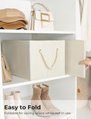 StorageWorks Storage Baskets for Shelves, Foldable Fabric Closet Storage Bins with Handles, Fabric Storage Bins Clothes Organizer, Beige, White & Ivory, 3-Pack, Extra Large by TinyTreasures Baby Boutique