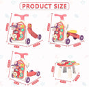 QDRAGON 5 in 1 Walker for Baby Girl, Baby Push Walkers, Assemble as Scooter/Motorbike/Activity Center/Detachable Panel, Walking Toys for Infants 6-12 Months, Red by TinyTreasures Baby Boutique