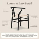 POLY & BARK Weave Dining Chair – Mid-Century Modern Wishbone Dining Chair with Arms, Solid Wood Frame, Indoor Use – Black – Single - Ideal for Dining Room, Kitchen or Stylish Accent Setting by CozyNest Decor