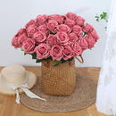 Pink Fake Roses Artificial Flowers - 16 Pcs Fake Artificial Roses Silk Flowers with Stems for Home Wedding Hotel Office Centerpiece Decor（Coral Pink） by CozyNest Decor